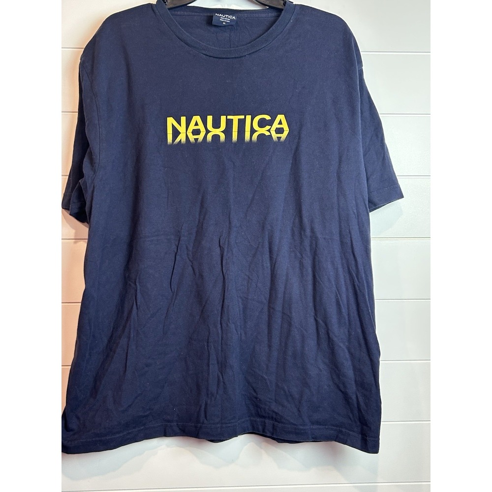 Nautica Tshirt Men's‎ Sz XL Navy Yellow Logo